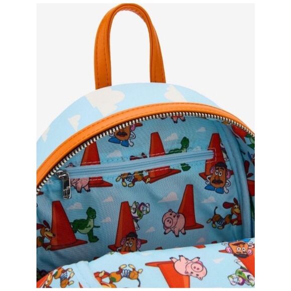 Loungefly Mini Backpack Toy Story 2 Walking Cones Scene Disney Pixar Orange NWT main image 4